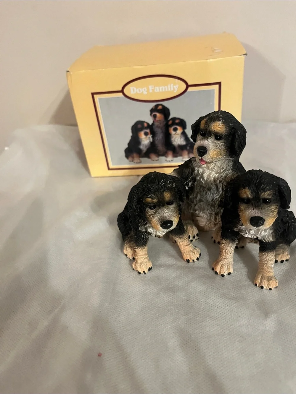 Black and Tan Puppy Figurine Set - Decorative Dog Toy Accent